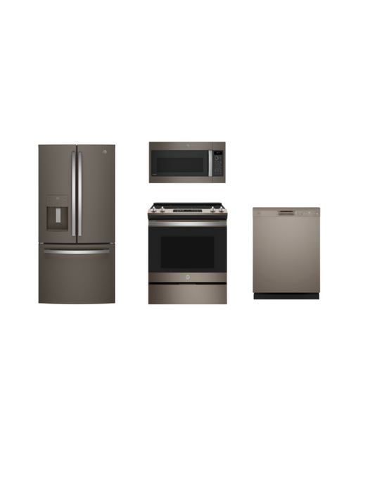 GE 4 Piece Kitchen Slate Appliance Package Deal 1 - Electric Range
