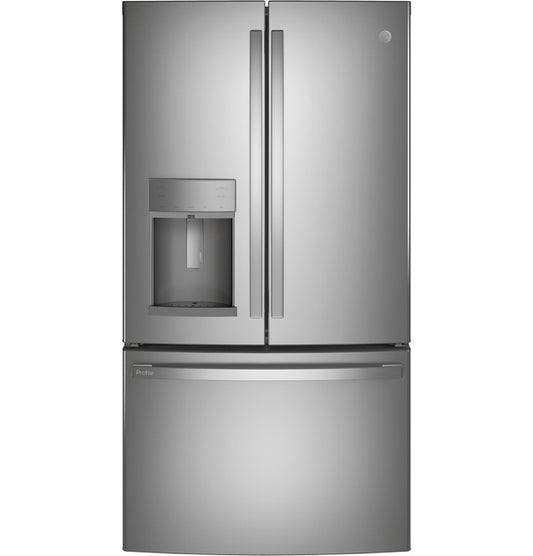 GE Profile 27.7 Cu. Ft.  French-Door Refrigerator with Hands-Free AutoFill | Fingerprint Resistant Stainless Steel (PFE28KYNFS) +