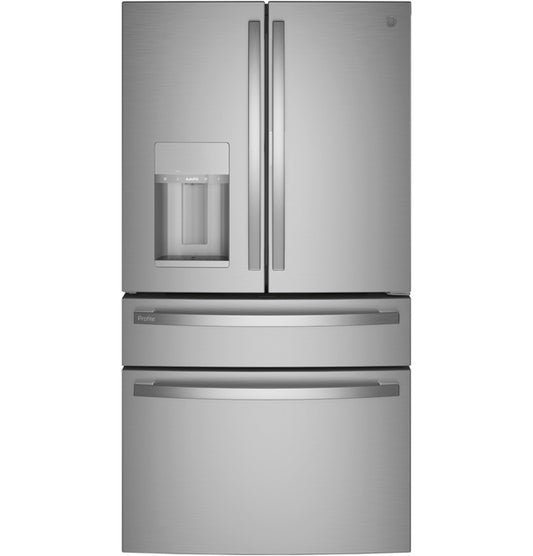 GE Profile™ 27.9 Cu. Ft. Smart  4-Door French-Door Refrigerator with Door In Door | Fingerprint Resistant Stainless Steel (PVD28BYNFS)+