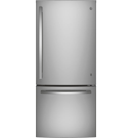 GDE21EYKFS GE® ENERGY STAR® Fingerprint Resistant Stainless 21.0 Cu. Ft. Bottom-Freezer Refrigerator +