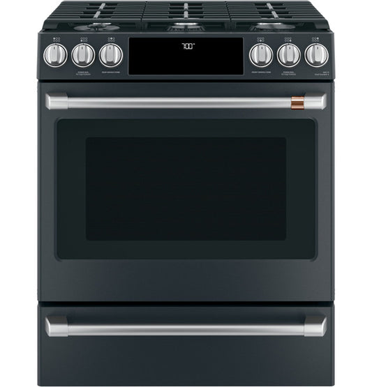 CGS700P3MD1 Café 30" Smart Slide-In, Front-Control, Gas Range with Convection Oven Matte Black +