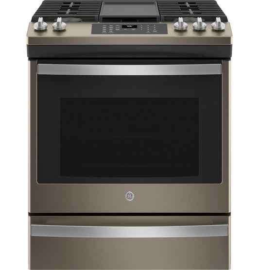 GE® 30" Slide-In Front-Control Convection Gas Range with No Preheat Air Fry | Slate (JGS760EPES) +