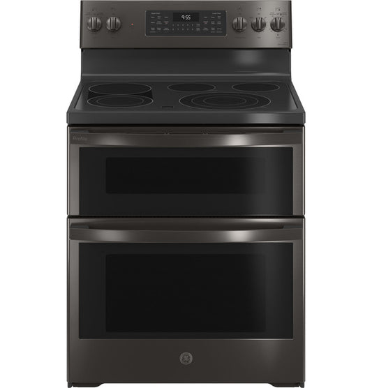 GE Profile™ 30" Smart Free-Standing Electric Double Oven Convection Range with No Preheat Air Fry | Black Stainless (PB965BPTS)